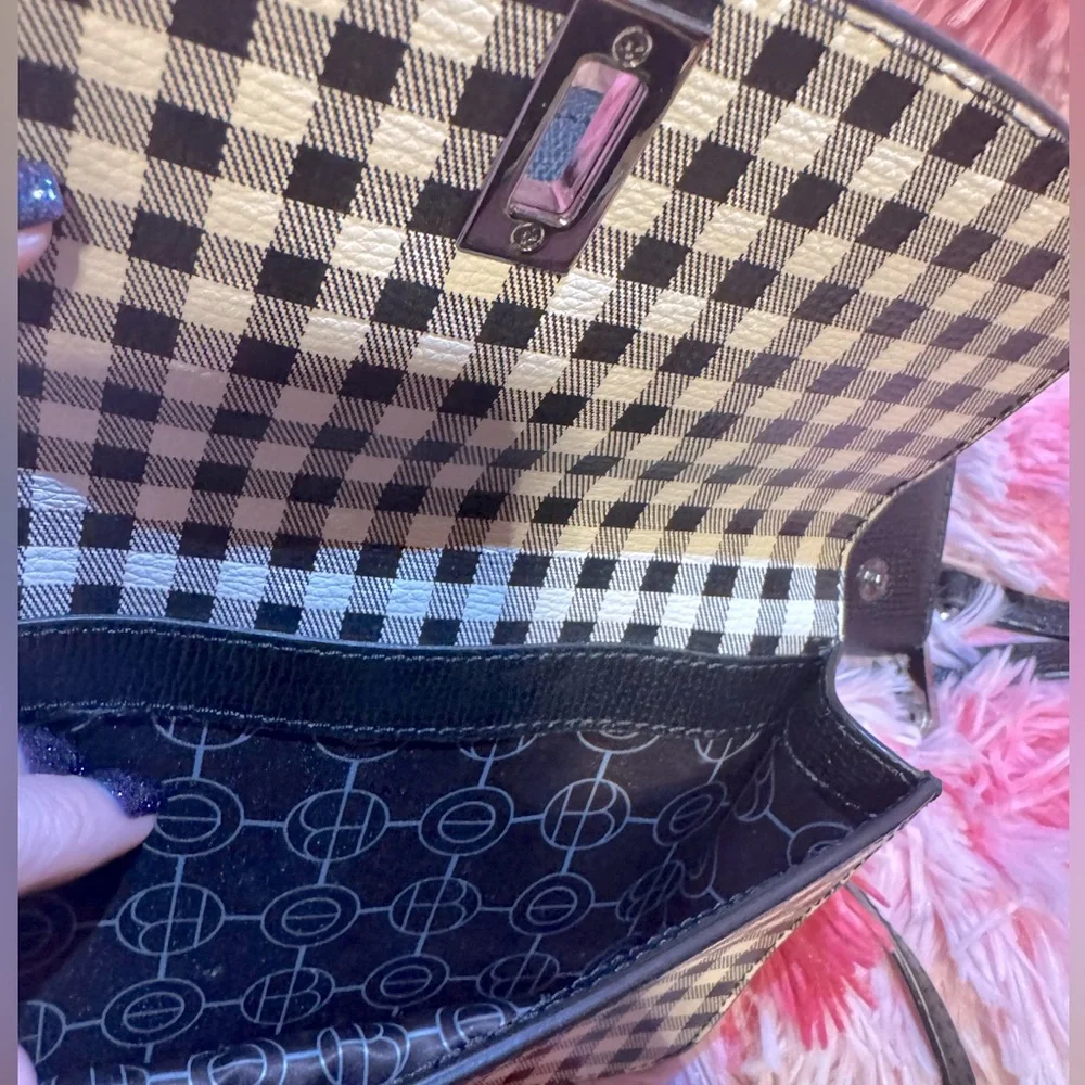 Henri Bendel Crossbody Wallet on a String Clutch Gingham Pebble Leather Rare - Picture 10 of 14